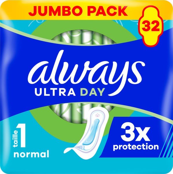 ALWAYS SERVIETTES HYGIÉNIQUES ULTRA NORMAL X32
 code EAN 8700216800662 
