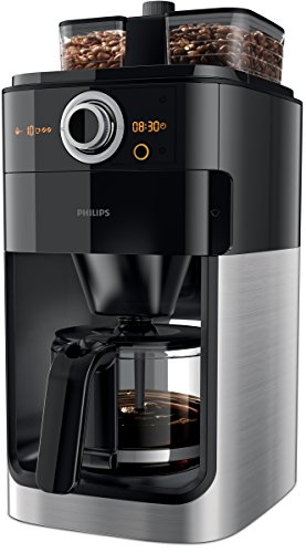 Hd7766/00 cafetière filtre programmable, noir et métal, avec broyeur intégré pour un café fraîchement moulu, 2 compartiments à grains, 1000w 8710103744740 Philips Hd7766/00 cafetière filtre programmable, noir et métal, avec broyeur intégré pour un café fraîchement moulu, 2 compartiments à grains, 1000w 8710103744740 Philips
