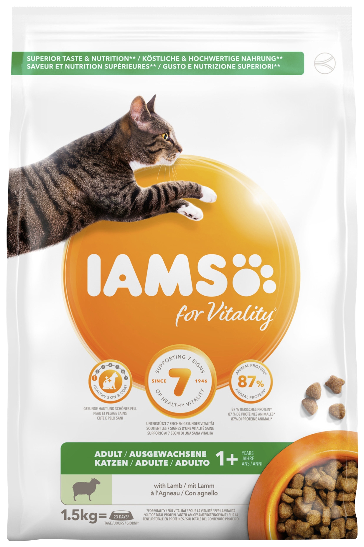Iams for vitality Croquettes chat adulte à l'agneau Iams for vitality code EAN 8710255151762 