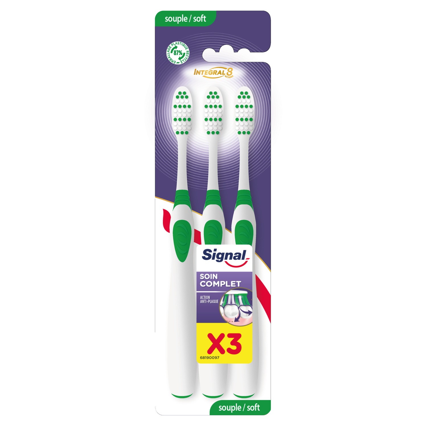 Brosse à dents integral 8 soin complet souple S...