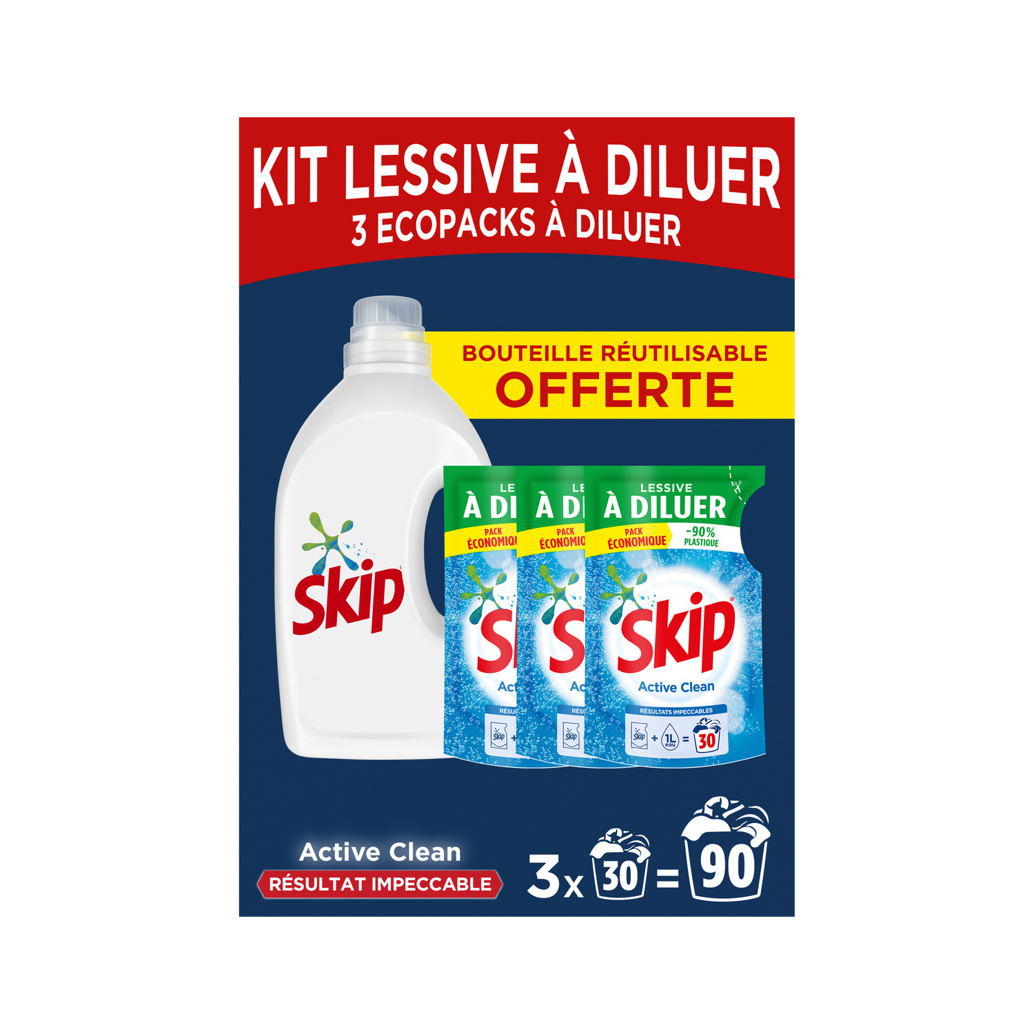 Lessive liquide à diluer active clean SKIP