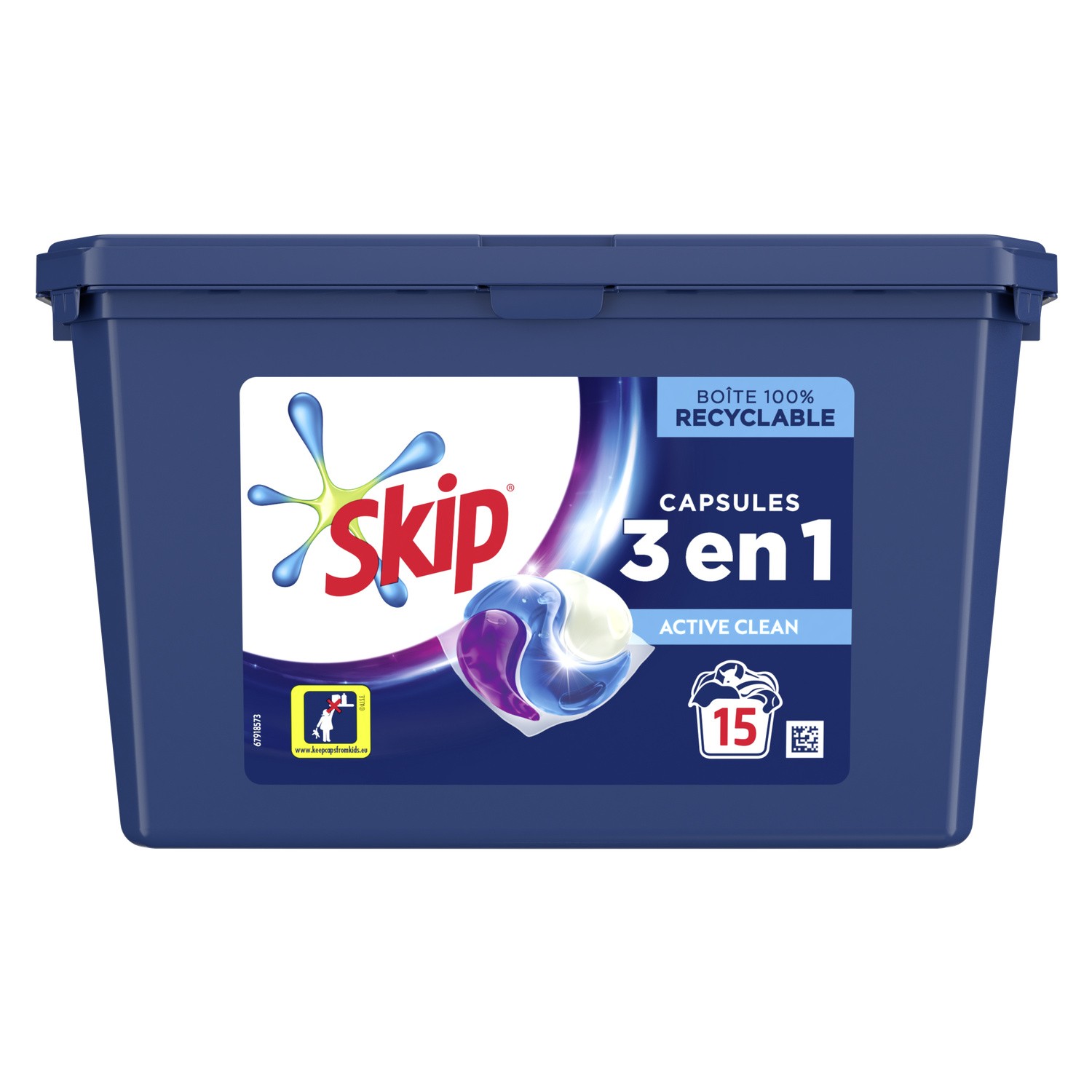 Lessive en capsule 3en1 active clean SKIP