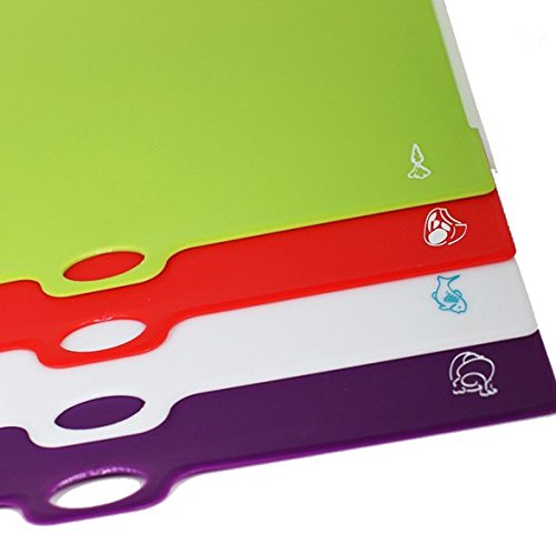 - set de 4 planches à découper souple avec support