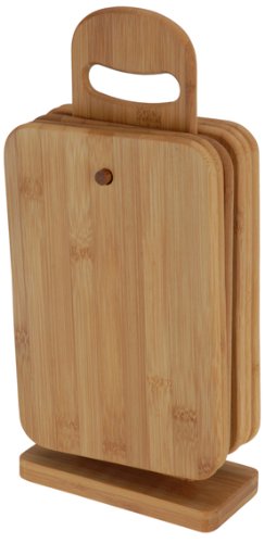 Set de planches de cuisine en bambou avec suppo...