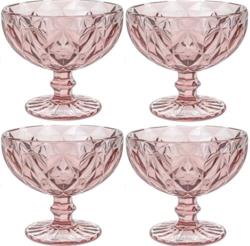 Koop Lot de 4 plats en verre rose Glace Crème Dessert Coupe à Fruits plats très original code EAN 8711295509759 