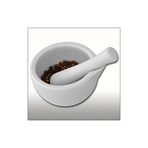 &mortier et pilon en porcelaine 9,5 x 6,5 cm-blanc