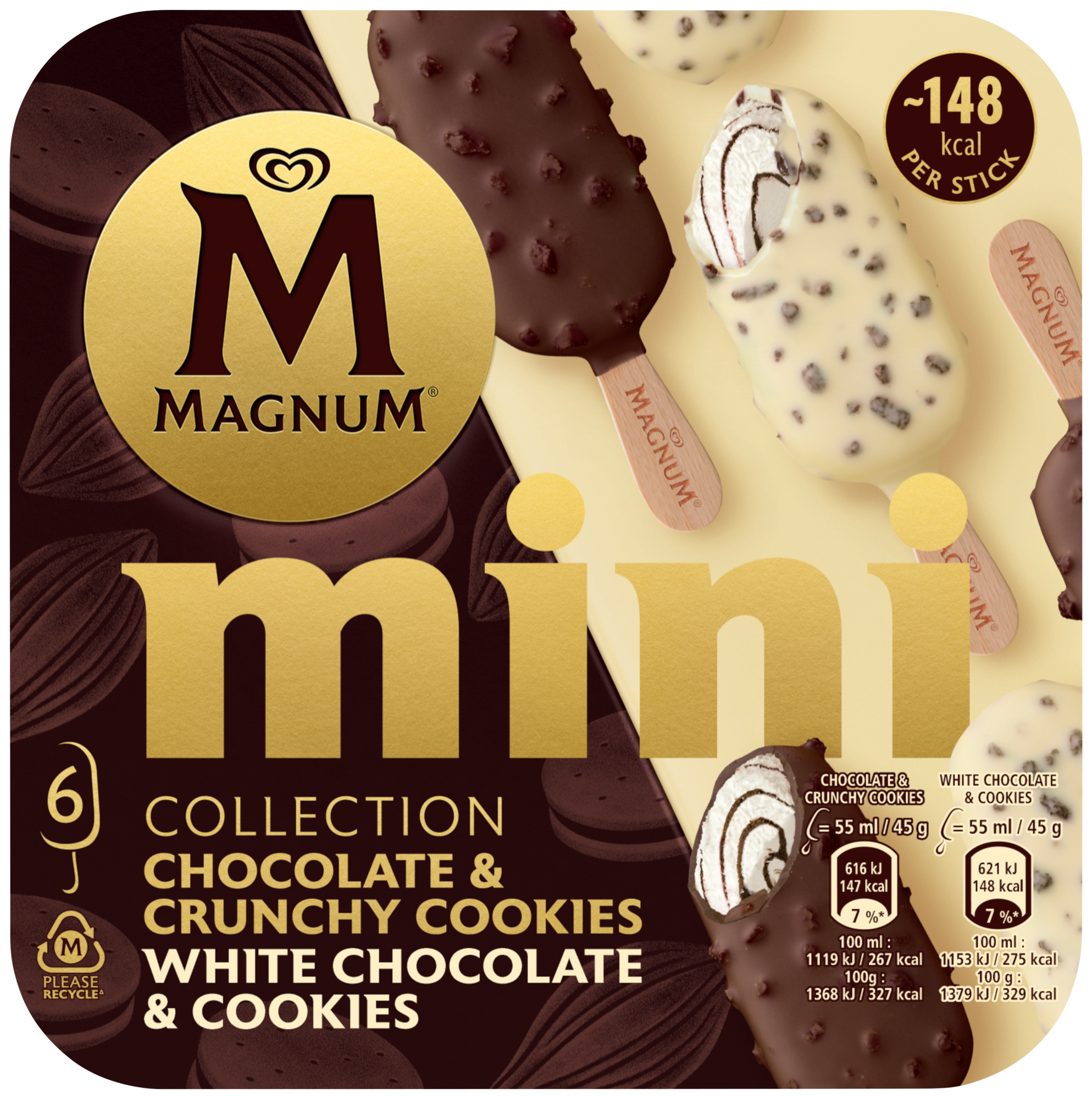 6 bâtonnets glacés mini collection cookie mix