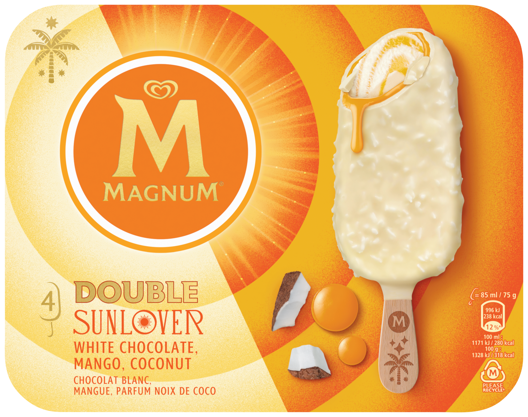 4 bâtonnets glacés double sunlover chocolat bla...