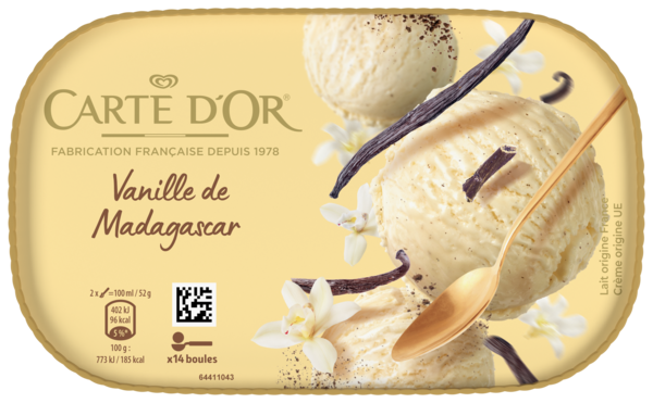 CRÈME GLACÉE VANILLE DE MADAGASCAR
8711327615380 CARTE D'OR CRÈME GLACÉE VANILLE DE MADAGASCAR
8711327615380 CARTE D'OR