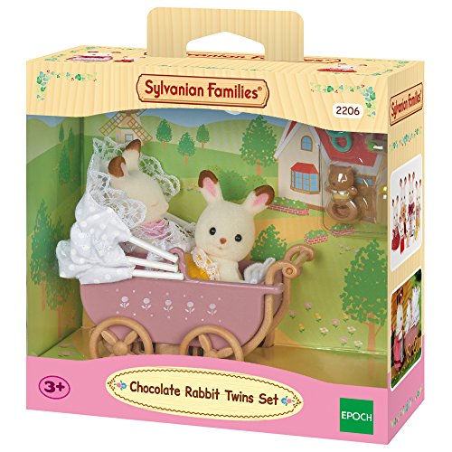 Sylvanian Families - 2206 - jumeaux lapin - poupées et accessoires - chocolat / poussette double code EAN 8711915022064 