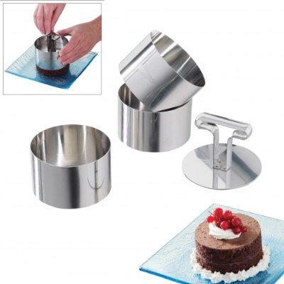 Pâtisse 2108 Lot de 3 Cercles + 1 Poussoir 7 cm