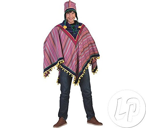 - poncho et chapeau péruviens adulte taille unique