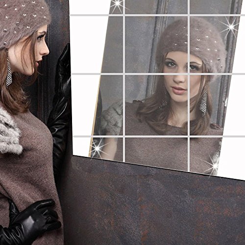 forepin Forepin® 16 pièces/set bricolage auto-adhésif Mosaic Carré Carreaux Autocollants Mur de Salle de Bains 15cm*158cm Mosaïque Wall Stickers Surface réfléchissante salle de bains cuisine Décoratif code EAN 8712827237157 