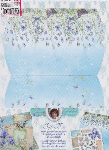 Efco Boîte cadeau à monter soi-même Design Papier Sac cadeau pour 1 Box Bleu avec fleurs et papillons code EAN 8713943088692 