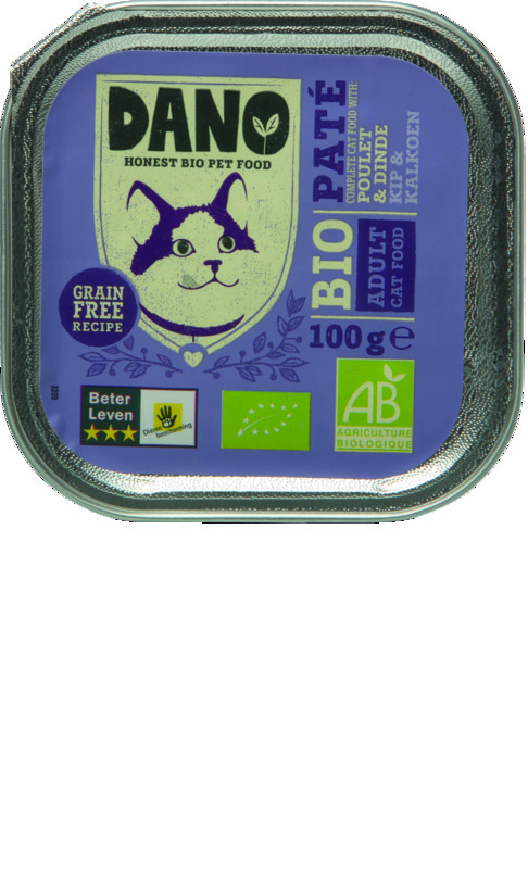 BARQUETTE CHAT PÂTÉ POULET DINDE BIO DANO