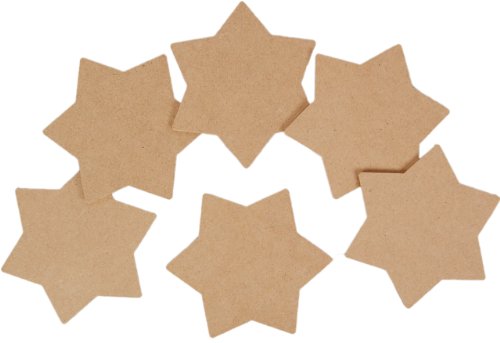 Country Love Crafts Ensemble de 6 dessous-de-verre en bois à peindre ou décorer forme étoile brun clair code EAN 8714772100227 