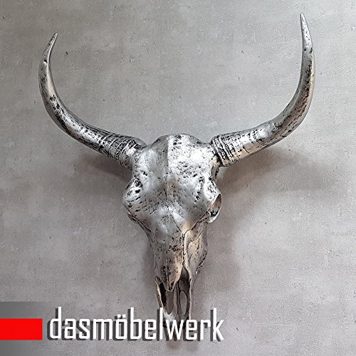 dasmöbelwerk Grande design figurine de taureau murale tête de Taureau en argent antique 8716108424465 (8716108424465)