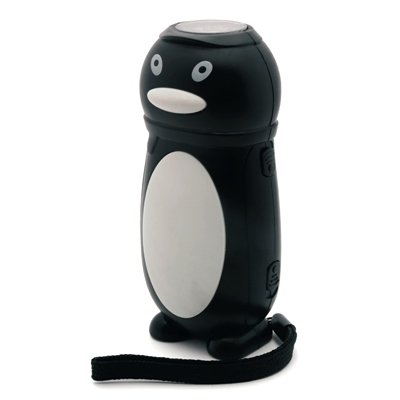 Lampe torche dynamo à lED/motif pingouin