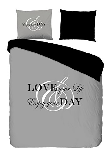 Générique Parure de couette Enjoy - 1 housse de couette 140x200 cm + 1 taie 60x70 cm gris code EAN 8717285097732 