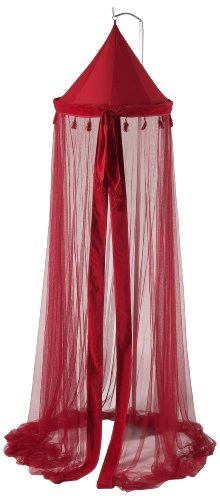 Voile moustiquaire avec pompons - rouge