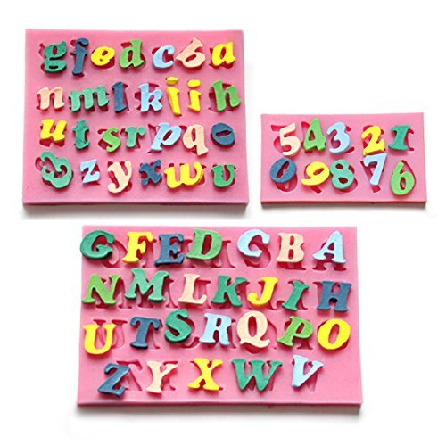 3 x Moule Lettres Chiffres Alphabet silicone po...