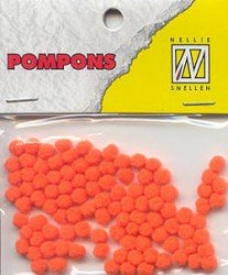 Choice mini pompons orange fluo 100 st 3 mm