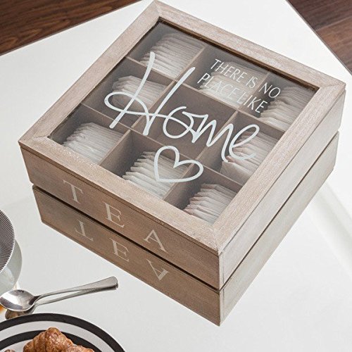 Boîte à Thé en bois en bois et en verre - 9 com...