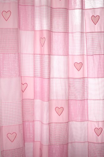Rideau coeur patchwork rose (145 x 280 cm) - rose
