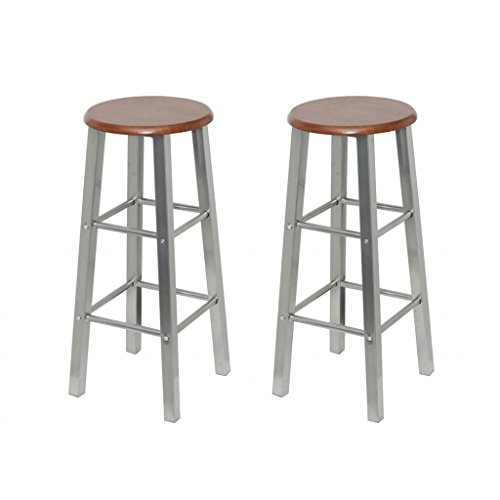 Lot de 2 tabourets de bar cuisine Old School ac...