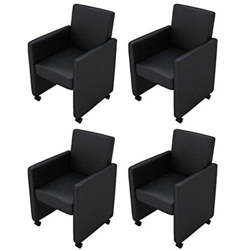 Fauteuil à roulettes noir (lot de 4)