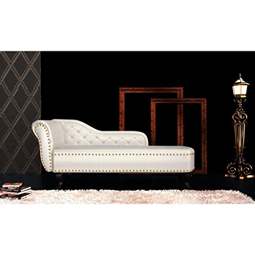 Canapé méridien chesterfield capitonné blanc crème