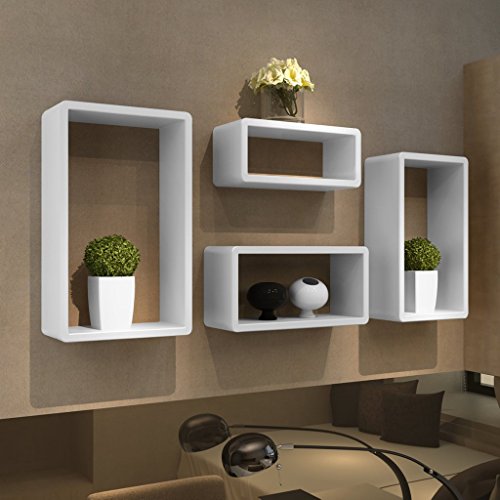 Etagères Design Murale 4 Cubes blanc MDF 50 x 3...