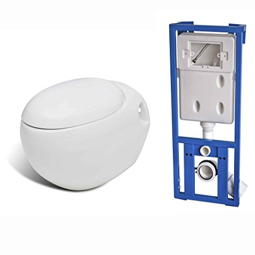 Cuvette WC suspendue blanche abattant et bati-s...