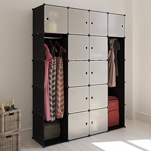 Cabinet modulable noir et blanc avec 14 compart...