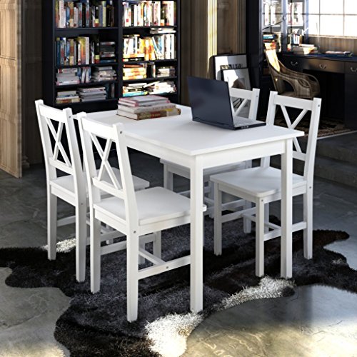 1 ensemble Table en bois + 4 chaises Couleur Blanc