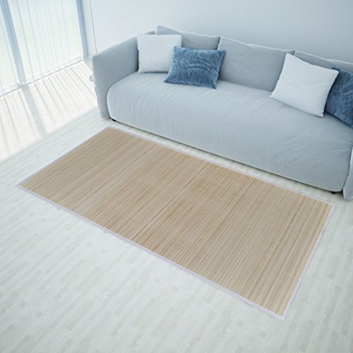 Tapis en bambou naturel à latte rectangulaire 1...