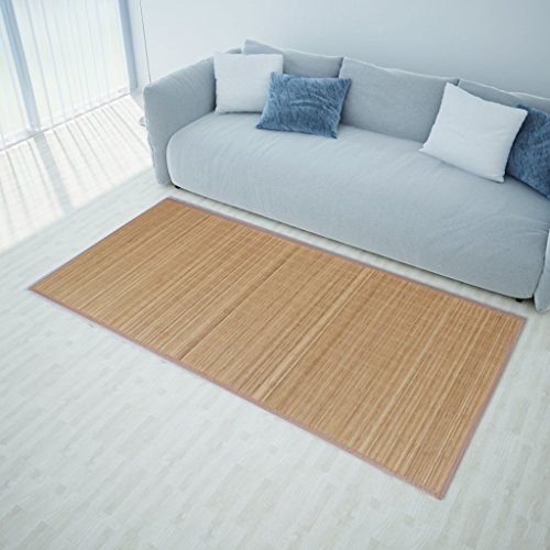 Tapis en bambou brun à latte rectangulaire 200 ...