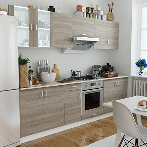 Cuisine complète 8 pièces aspect chêne