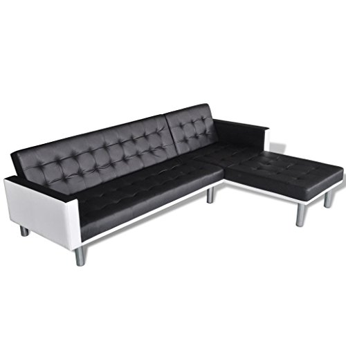 Canapé d'angle convertible et ajustable noir / ...