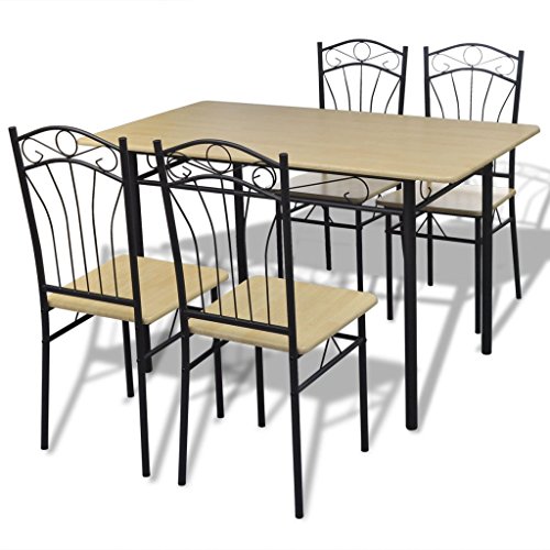 VidaXL Table à manger avec chaises marron clair...