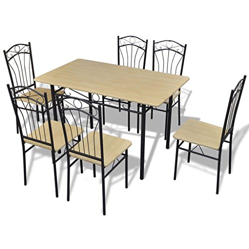 VidaXL 1 Table à manger avec 6 chaises marron c...