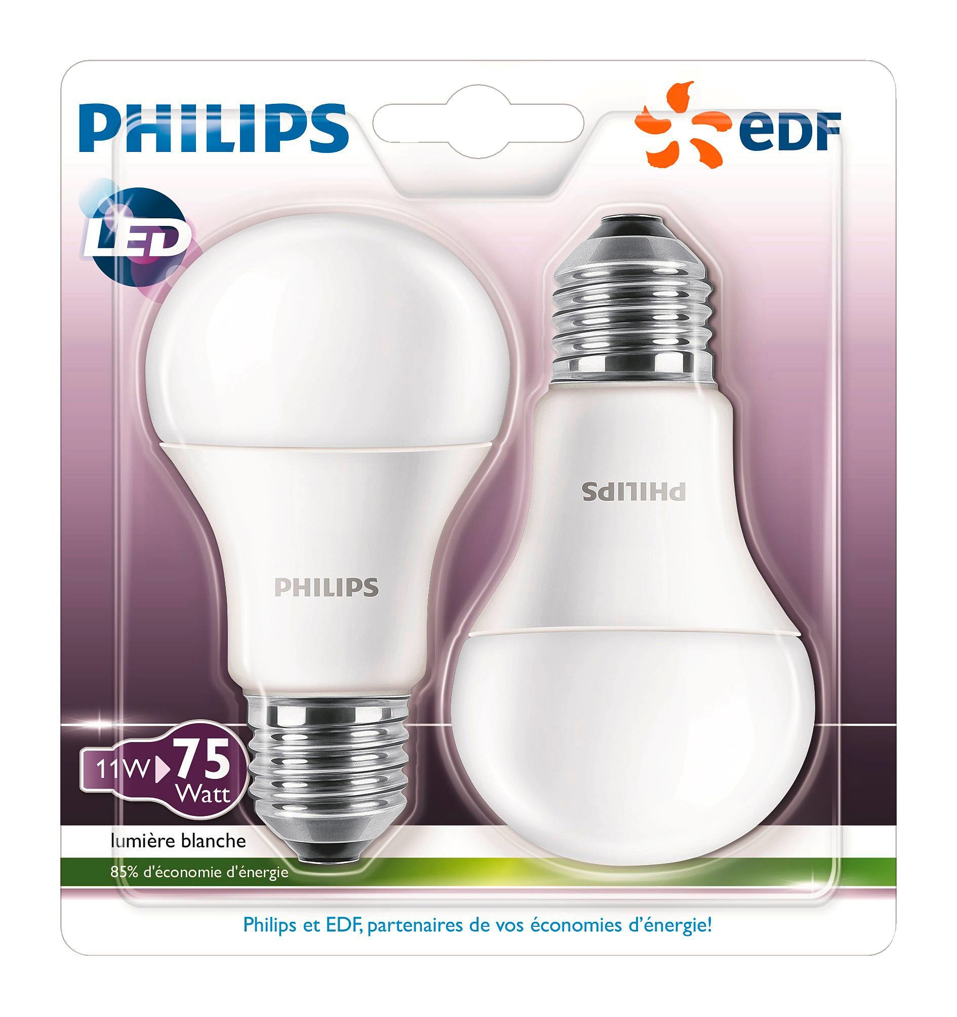 Lot de 2 ampoules LED Standard 75W E27