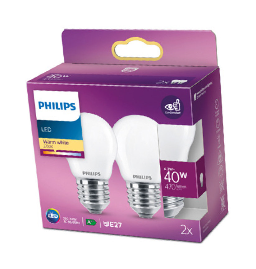 2 AMPOULES LED SPHÉRIQUES DÉPOLIE 40W E27