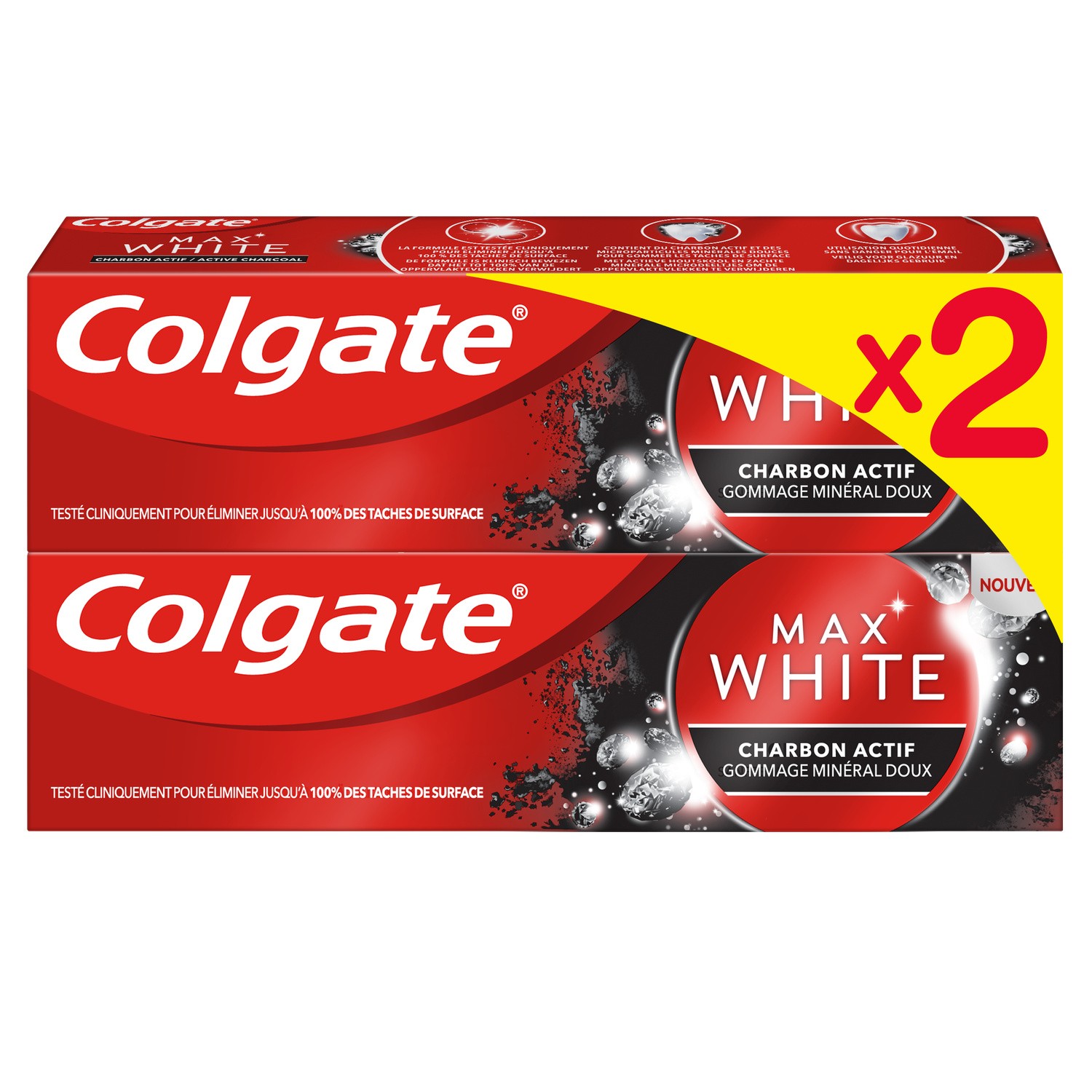 Dentifrice max white au charbon actif COLGATE