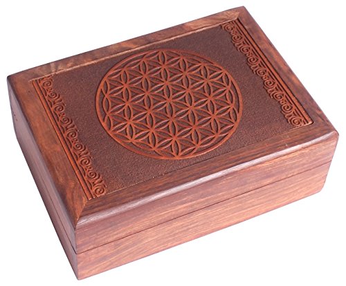 Find Something Different Trouver quelque chose différents bois indien gravé fleur de vie Tarot Boîte de rangement, bambou, multicolore code EAN 8719075391587 
