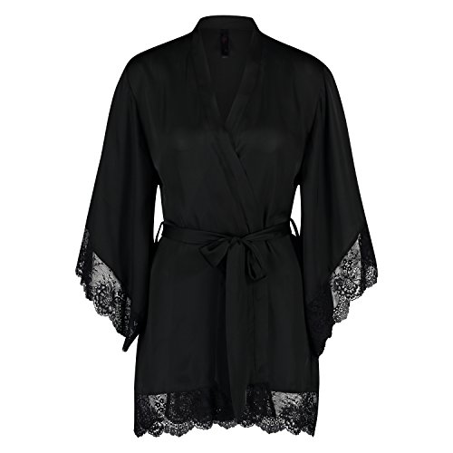 Hunkemöller Femme kimono peggy satin 113344 noir m/l 8719193464576 (8719193464576)