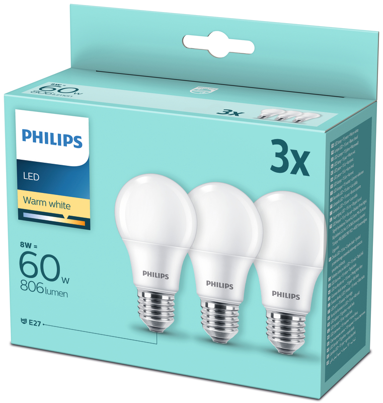 AMPOULES LED STANDARD X3 DÉPOLIE 60W E27 PHILIPS