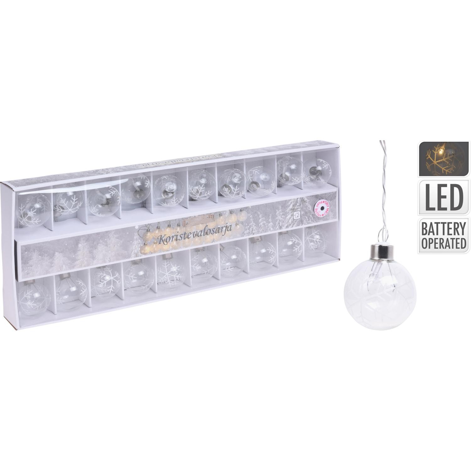 Guirlande LED 20 boules en verre