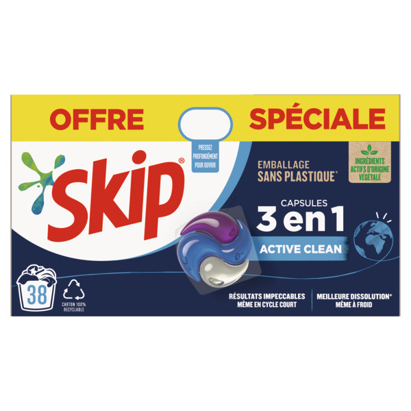 LESSIVE CAPSULE ULTIMATE TRIO ACTIVE CLEAN X38
