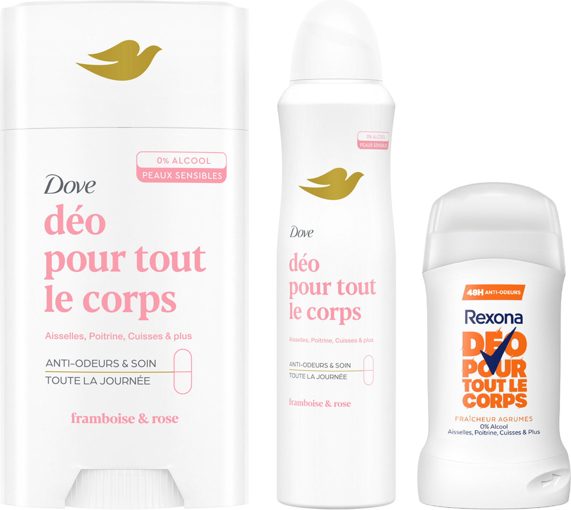 DOVE SUR LES DEODORANTS POUR TOUT LE CORPS PRESENTS EN MAGASIN DE LA MARQUE "DOVE" ou " REXONA" code EAN 8720181595158 